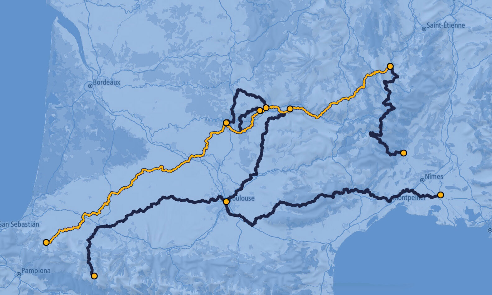 Article : Carte détaillée de la voie du Puy-en-Velay (GR 65)