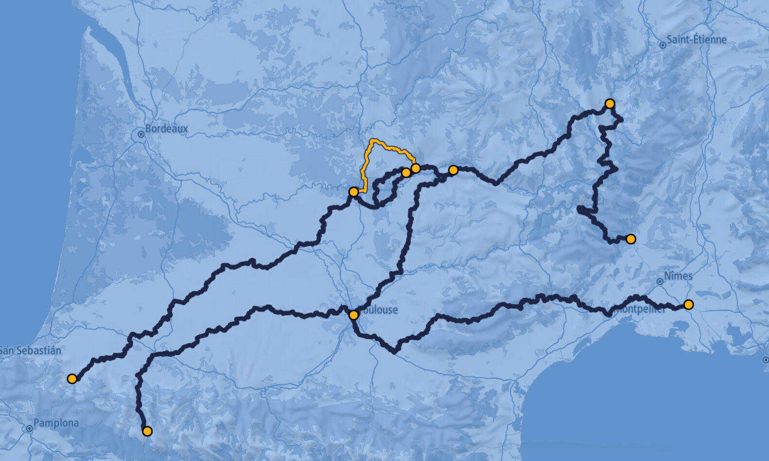 Article : Carte détaillée : Voie de Rocamadour / Cahors (GR 36,46)